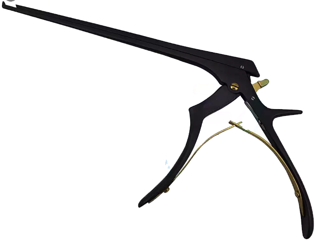 Bi-Color Ceramic Cut Spurling-Kerrison Rongeur, Thin Footplates, Large Handles, 15.0 Mm Opening, Black/Gold Titanium Nitride Coat, 90 Degrees Down, 6.0 Mm Bite, 8" (20.3 Cm)